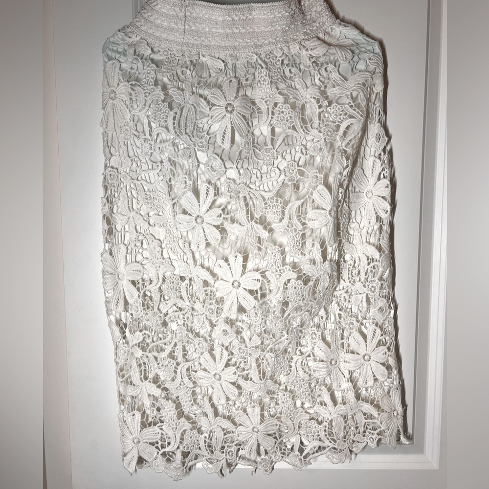 White floral overlay skirt